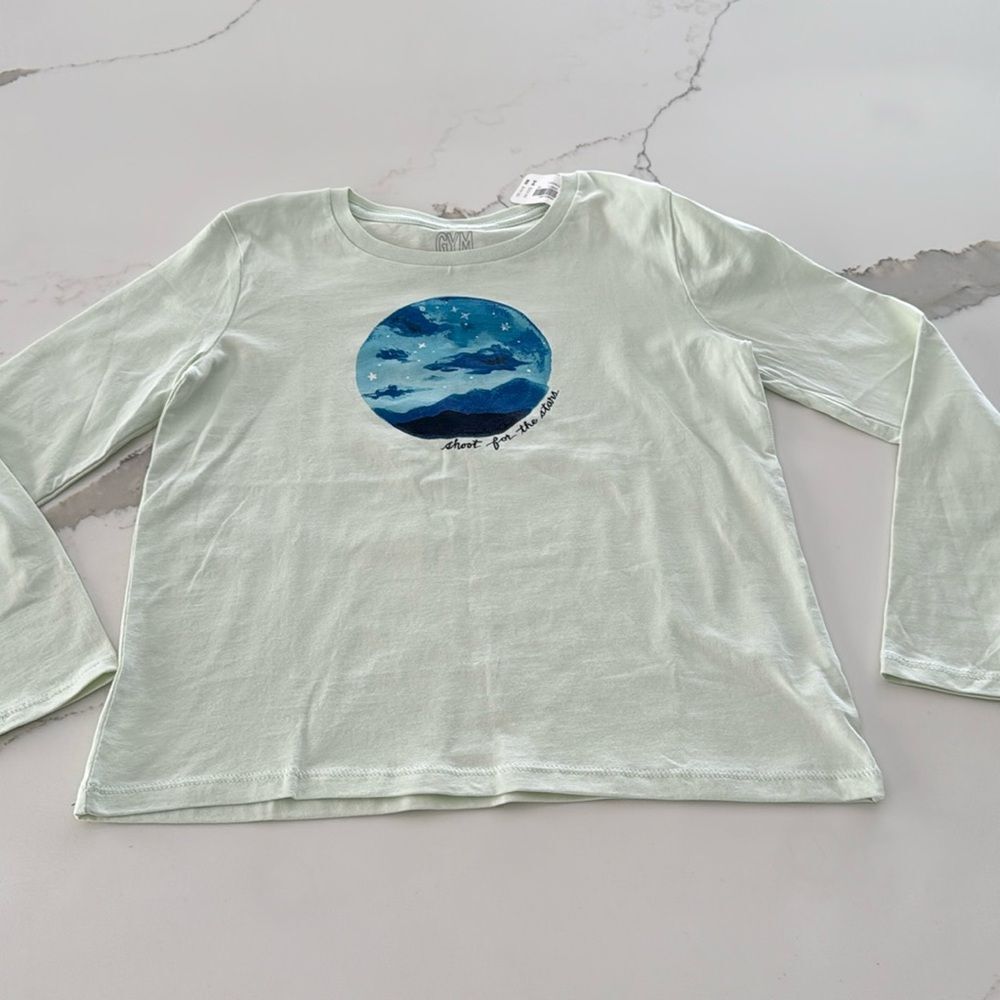 Nwts! Gymboree Girl’s Long sleeve T shirt. Light green. Size Medium 7-8.